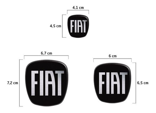 3 Adesivos Emblema Fiat Preto Black Punto 2008 A 2016
