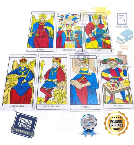 Imagem 8 de 10 de Baralho Tarot Marselha Original 78 Cartas+brinde Kit 7pedras