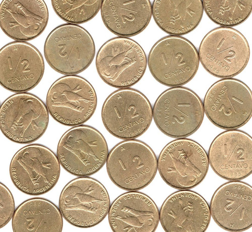 Argentina Lote X10 Monedas 1/2 Centavo Austral 1985 Escasa