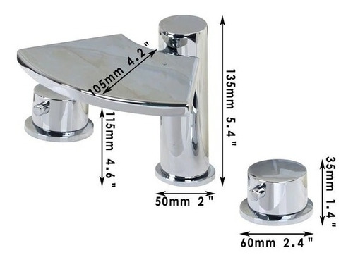 Set De Griferia 3 Piezas Con Cascada Semi Circular Moderna