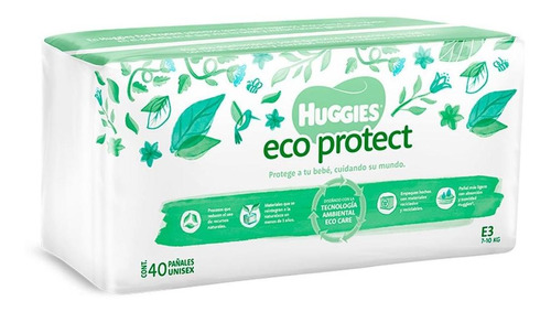 Pañales Huggies Eco Protect Etapa 3 Unisex 40 Piezas