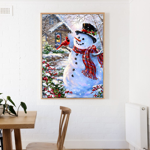 Cuadro De Papá Noel De Navidad Hecho A Mano Con Diamantes
