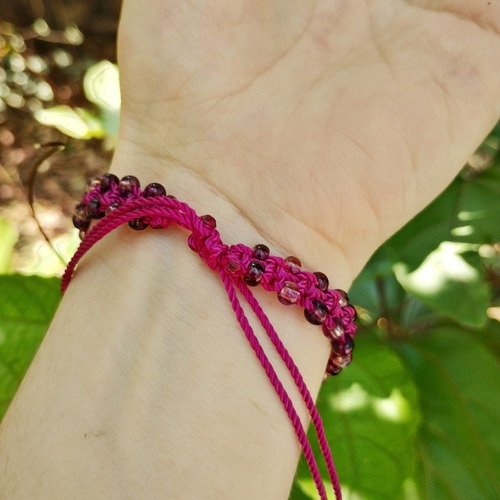 Imagen 6 de 9 de Pulsera Tejida Chaquiron Corazón Morado