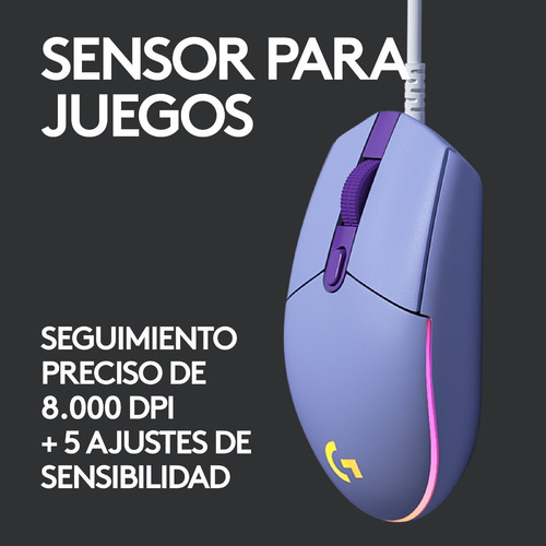 Imagen 6 de 12 de Mouse Gamer Logitech G203 New Rgb Lghtsync Lila Color Violeta