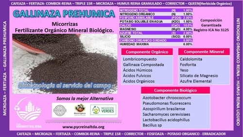 Gallinaza Prehumica(abono Orgánico Mineral Suelos)50 Kilos