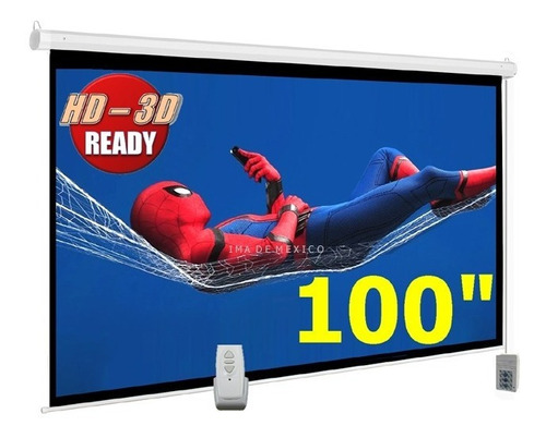 Pantalla Para Proyector Electrica, 100'' Hd 16:9, Control Remoto Inalambrico, Formato Alta Definicion (2.54 Metros)