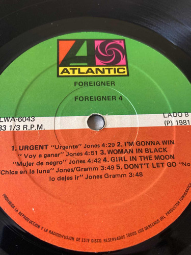 Foreigner / 4 Lp Vinilo 1981 Mx Impecable (Usado)