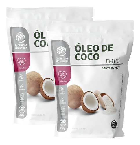 2x Óleo De Coco Em Pó Fonte De Mct Alquimia Da Saúde 250g