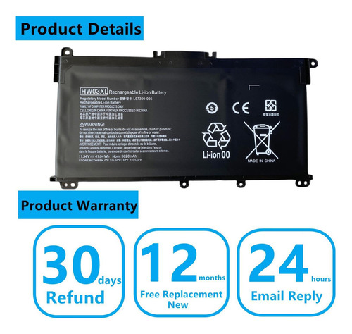 Batería De Laptop Aluo Hw03xl Compatible Con Pavilion 15