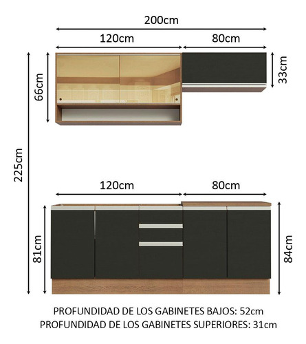 Cocina Integral Completa Modular Madesa Glamy 200cm Mn 03