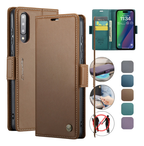 Funda Para Galaxy A50 Con Mica Varios Modelos Antigolpes Café Caseme 023