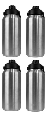 Kit 4 Garrafas Térmica Pullo Vetta 1300ml Inox Cor Prata