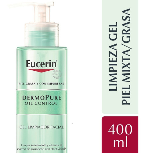 Gel Eucerin Dermopure Limpiador Facial Pieles Grasa X 400ml