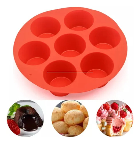 Forma Antiaderente Silicone 7 Mini-bolos Cupcake Muffin