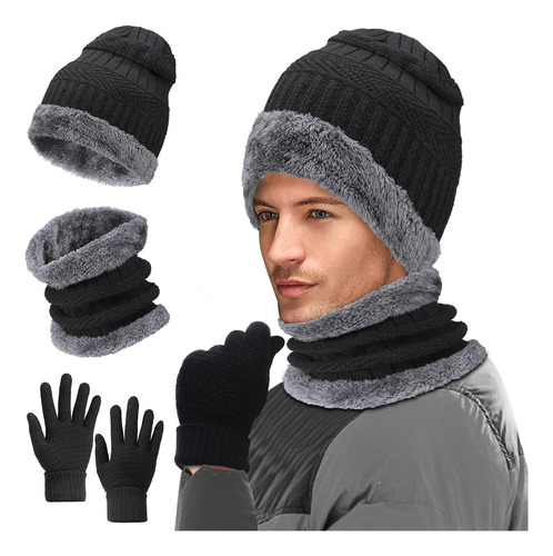 Bufanda Y Guantes De Sombrero De Gorro De Invierno Para Homb