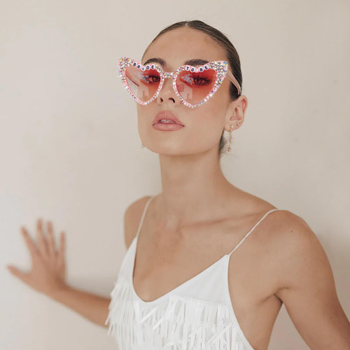 Óculos De Sol Justotry Bride To Be Heart Shape Pink Com Stra