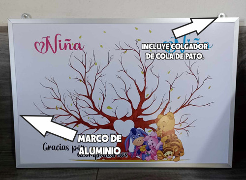 Cuadro Para Revelación De Genero Árbol Pooh 40x60cm -e