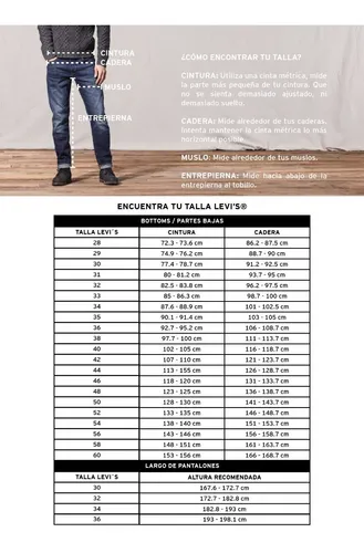 Medidas de pantalon levis hombre sale
