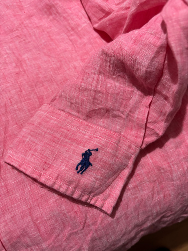 Camisa Polo Ralph Lauren Rosa De Lino Talla L Custom Fit (Usado)