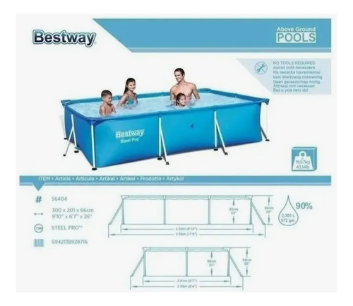 Alberca Rectangular Estructural Bestway 3 M X 2.01 Msi1