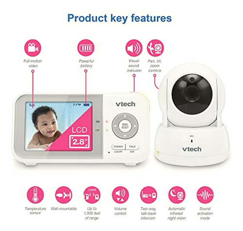 Vtech Vm923 Monitor De Vídeo Para Bebé Con Batería De 19