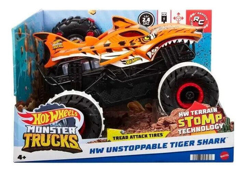 Carro Monster Truck 1:15 Hot Wheels Tiger Shark Control