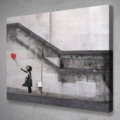 Imagen 2 de 9 de Cuadro-esperanza Banksy-decorativo-moderno- Uhd 100x70cm.