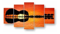 Comprar Quadros Decorativos Ilha Violão Por Do Sol Estudio Musical