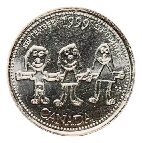 Moneda 25 Centavos Canadá 1999 Septiembre Ojos De Un Niño