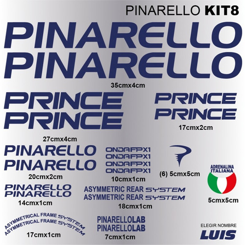 Pinarello Kit8 Sticker Calcomania Para Cuadro De Bicicleta