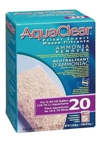 Repuesto Filtro Aquaclear S20 Ammonia 66g Pecera Filtro Pets