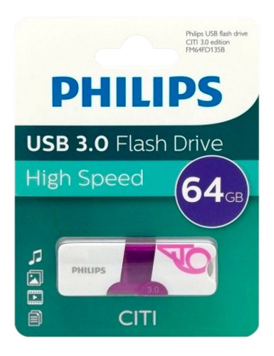 Pendrive Philips 64 Gb Usb 2.0 Citi Blanco