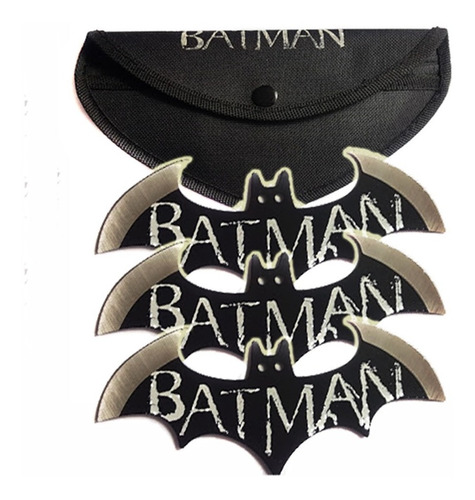 3 Batarang Batman Metal Shuriken Ninja Cuchillo Con Forro 