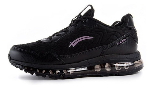 Imagen 3 de 6 de Tenis Karosso Grabado Suela De Aire Negro Rosa 7547 Mujer