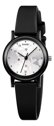 Reloj Mujer Skmei 1659 Minimalista Elegante Clasico Color de la malla Negro Color del fondo Agujas negras