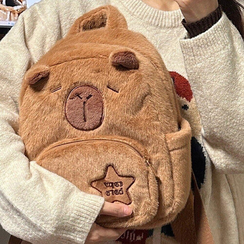 Linda Mochila Capybara De Felpa Capybara Mochilas De Libro De Dibujos Animados Elegante Mochila Escolar Para Niñas Estudiantes Lovlylovly