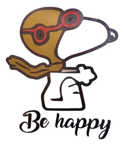 Sticker Calcomanía Reflejante Premiun P Auto Snoopy Be Happy