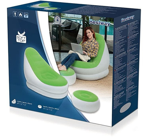 Imagen 2 de 5 de Silla Sofa Puff Inflable 2 Pzs Super Confort 1.22mx94x81cm