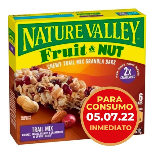 Imagen 1 de 10 de Barras De Cereal Nature Valley Frutas Y Frutos Secos 6un.