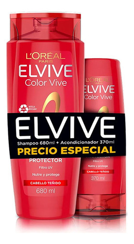  Pack Elvive Shampoo 680 Ml + Acondicionador Color Vive