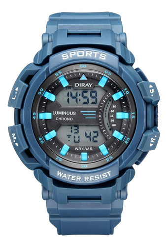 Reloj De Pulsera Diray Unisex Deportivo Dr222l3 Color de la correa Azul Color del bisel Azul Color del fondo Gris