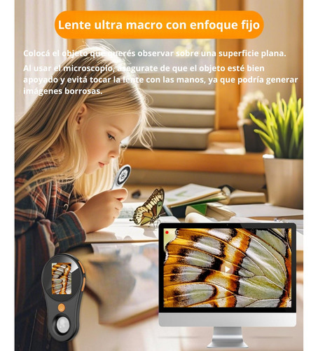 Microscopio De Bolsillo Digital Usb 500x Video Foto Pantalla Negro