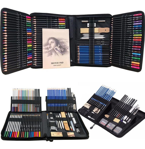 Juego 144 Lapice Dibujo Kit Profesional Carbon Grafito