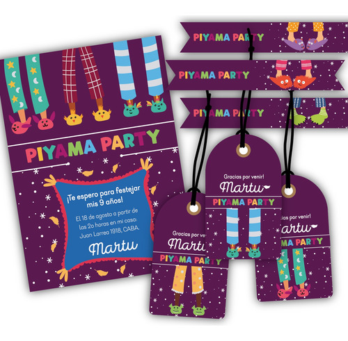 Kit Imprimible Piyama Party Pantuflas