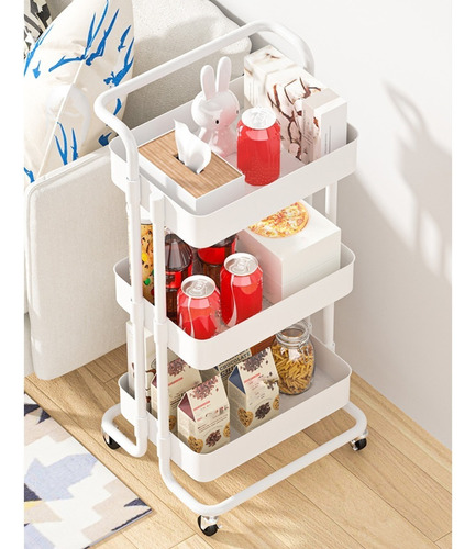 Carro Organizador Mueble Estante De Almacenamiento 3 Nivele Color Blanco