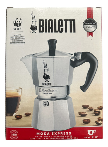 Cafetera Portátil Bialetti Moka Express 6 Tazas Italiana