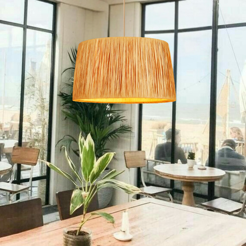 Lámpara Colgante Rústica Rafia Natural 45cm Cuerda Vintage