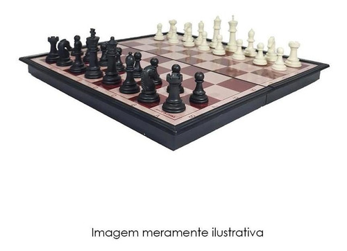 Imagem 4 de 6 de Jogo De Xadrez Escolar Tabuleiro 20x20 Cm Dobrável 32 Peças
