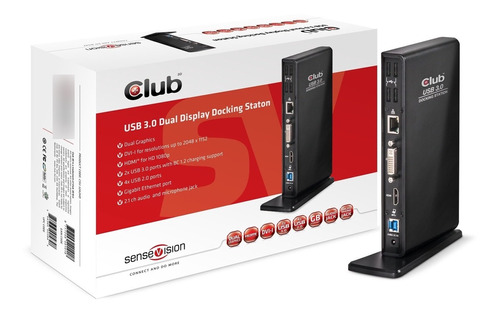 Club3d Club 3d Usb 3.0 Estacion Acoplamiento Doble Negro