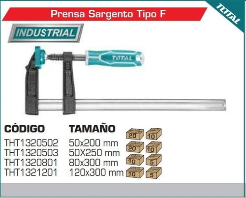 Imagen 2 de 2 de Prensa Sargento Total Tipo F 50x250mm